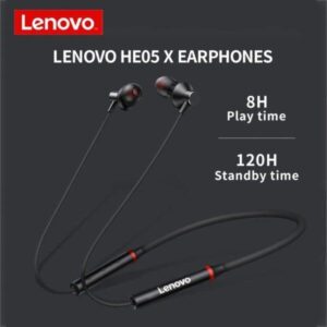 Lenovo HE05 Wireless Neckband Bluetooth 5.0 Headphone Wireless Headset With Heavy Bass Stereo Earphones High Quality Magnetic Attraction Intelligent Noise Reduction Cancelling Sports Headset