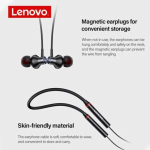 Lenovo HE05 Wireless Neckband Bluetooth 5.0 Headphone Wireless Headset With Heavy Bass Stereo Earphones High Quality Magnetic Attraction Intelligent Noise Reduction Cancelling Sports Headset