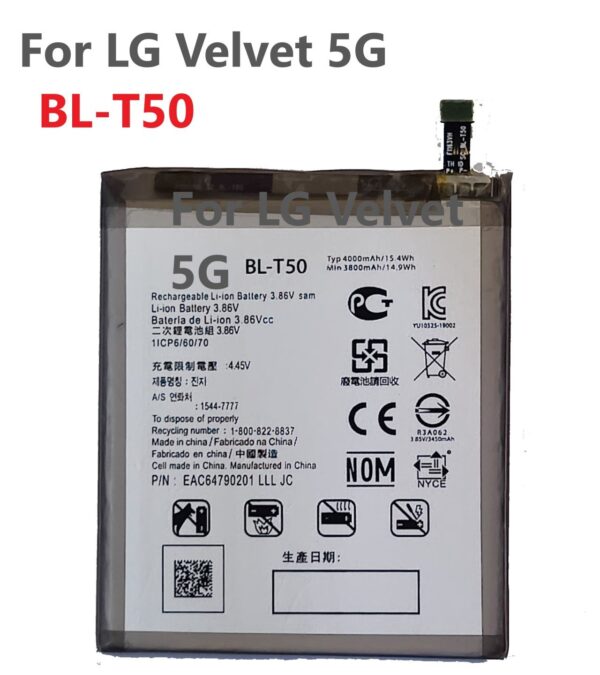 BLT50 BL-T50 Replacement Battery For LG Velvet 5G UW LM-G900 G900N G900V G900EM BL T50 4000mAh