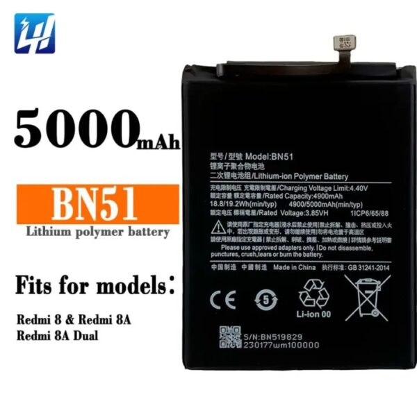 Redmi 8 / Redmi 8A Battery Replacement Mi BN51 Battery for with 5000mAh Capacity-Black