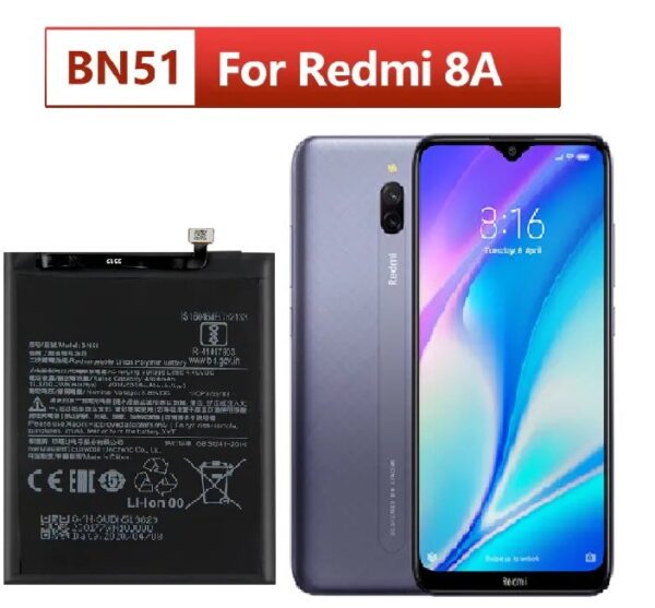 Redmi 8 / Redmi 8A Battery Replacement Mi BN51 Battery for with 5000mAh Capacity-Black