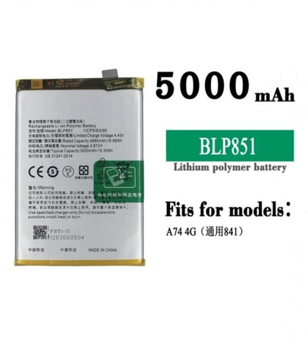 BLP851 Battery For OPPO A74 CPH2195 A54 5G F19 F19S Capacity-5000mAh