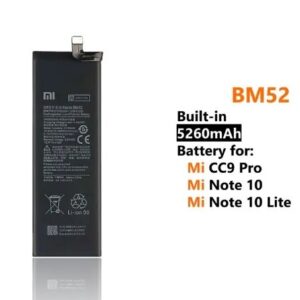 Mi Note 10 Note 10 Lite Battery Replacement BM52 Battery with 5260mAh Capacity - Black
