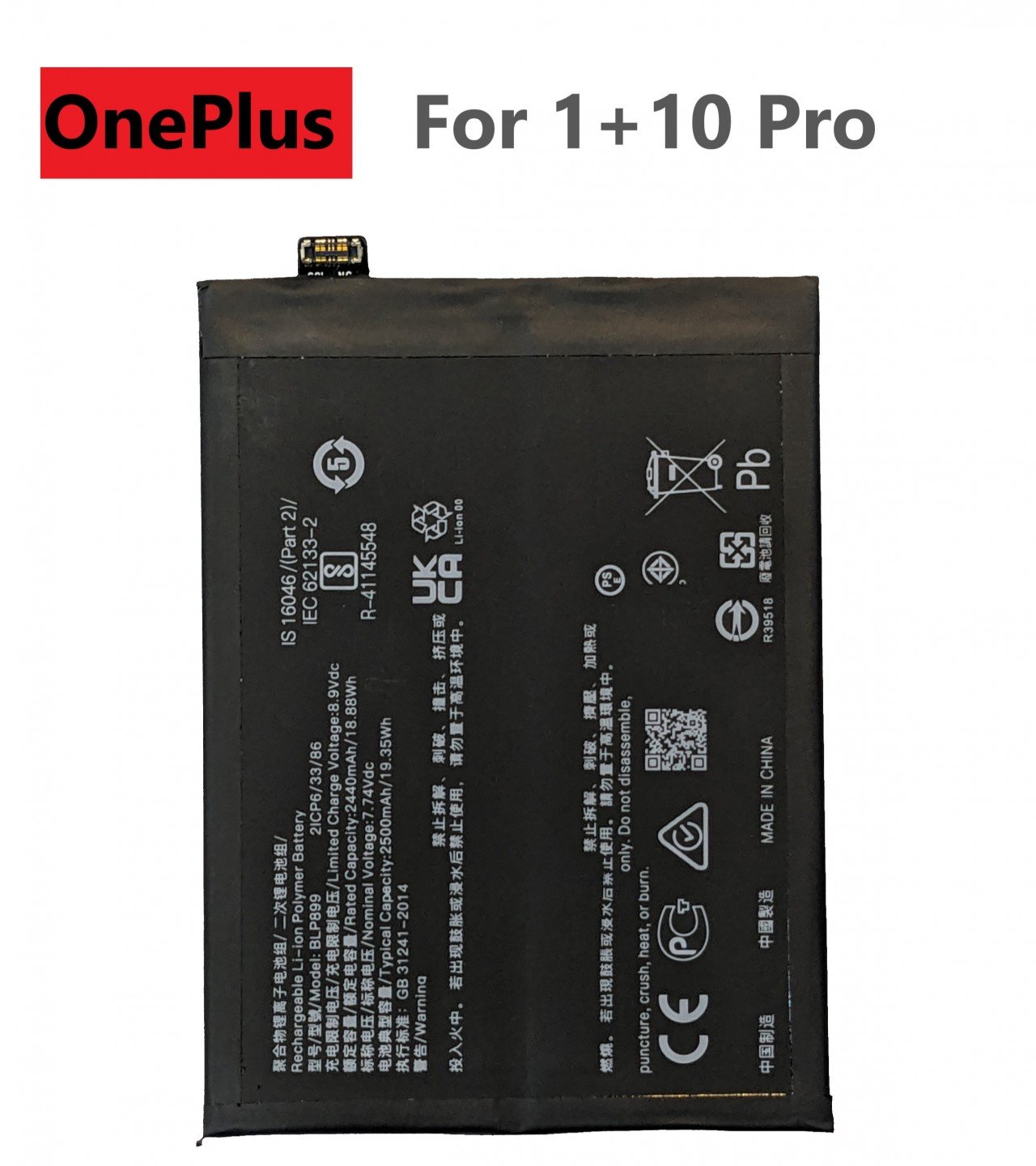 Original Battery BLP899 For Oneplus 10 Pro Capacity-5000mAh
