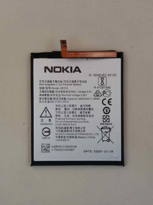 HE316 Battery replacement For Nokia 6 (2018) TA-1021 Capacity-3000mAh Silver