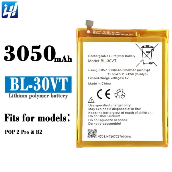 BL-30VT 2021 Brand New Real Capacity Mobile Phone Battery for Tecno POP2 Pro